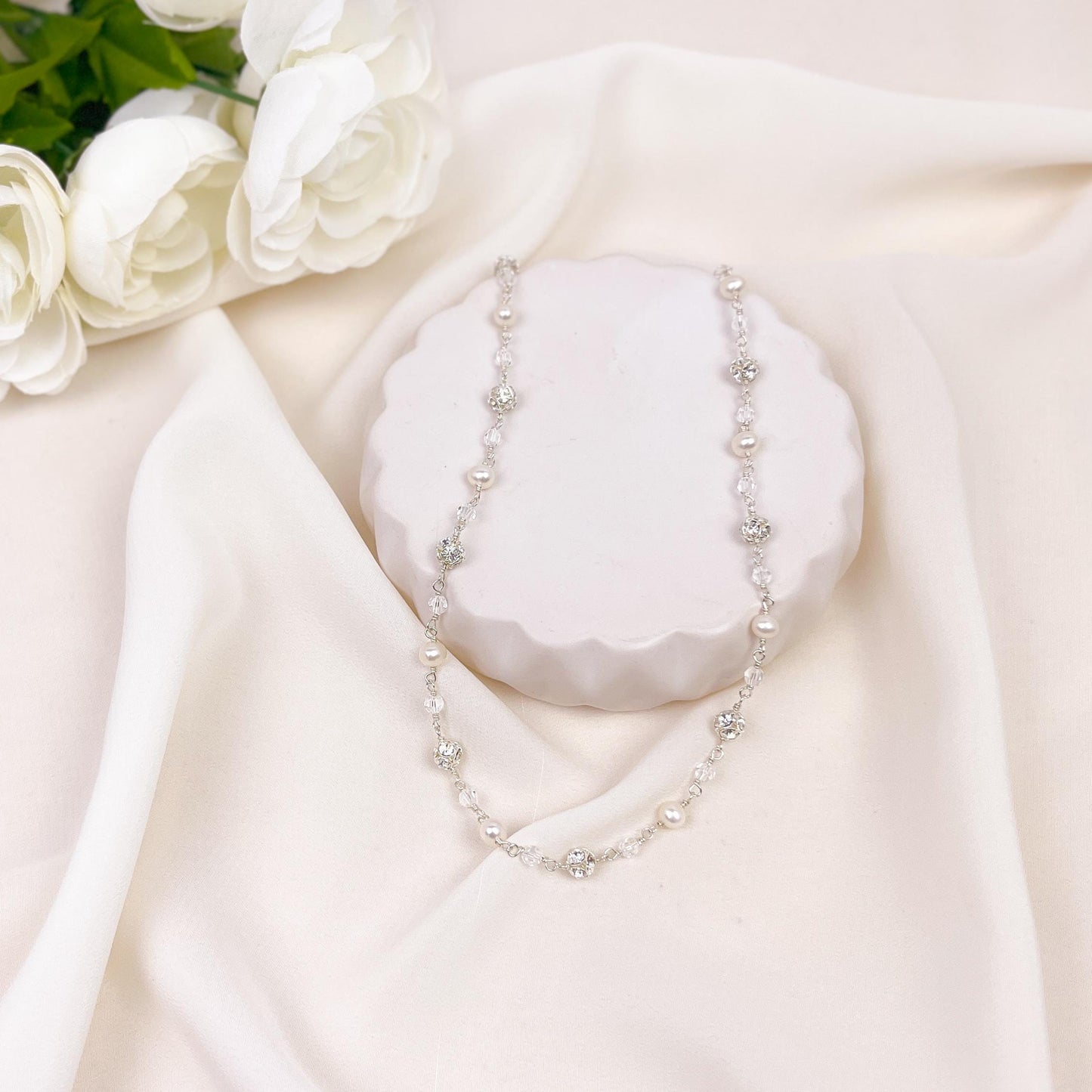 Wedding Beaded Necklace Present Idea for Mother of the Bride Gift Bridesmaid Daughter in Law Bridal Jewelry Handmade Heirloom Engagement Her