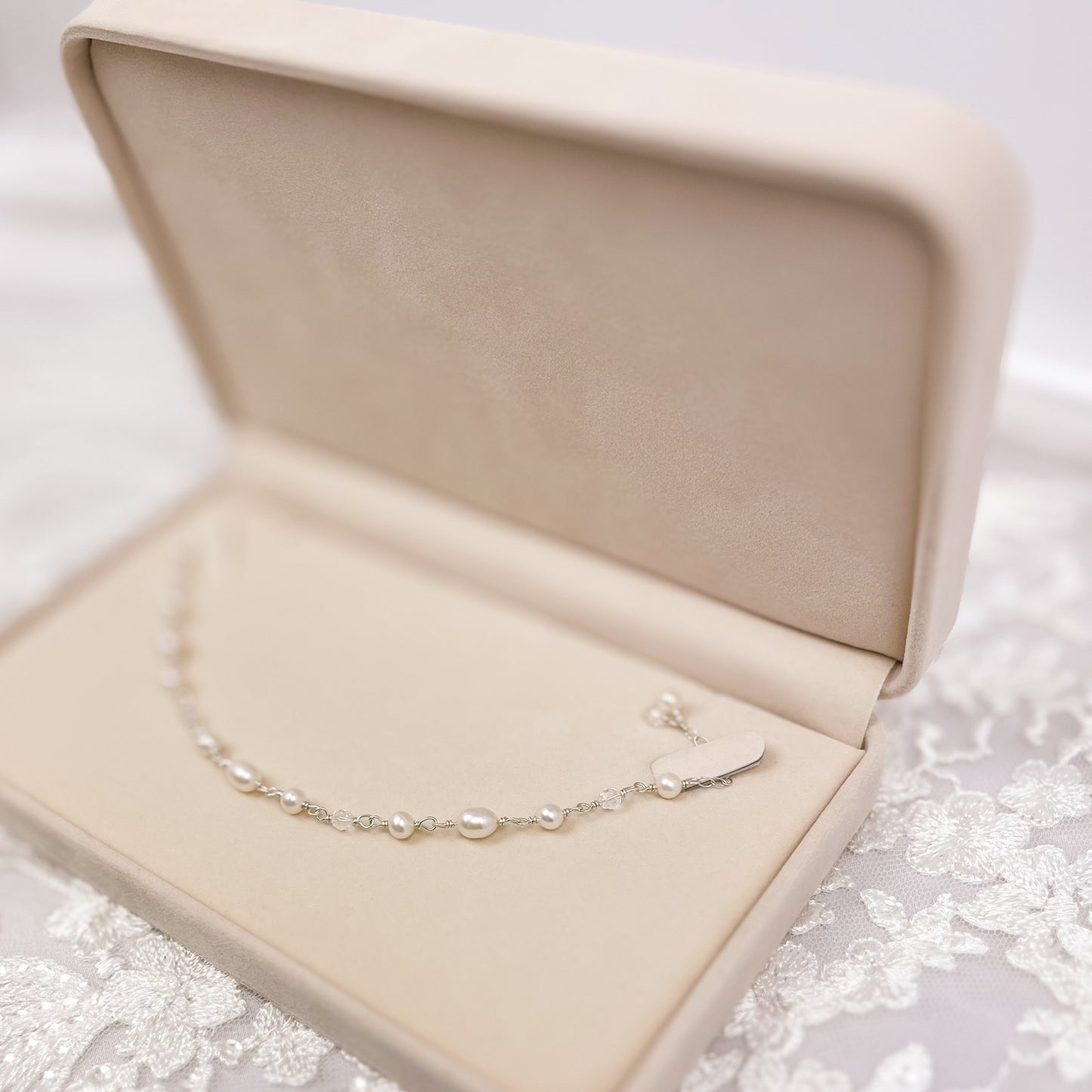 Freshwater Pearl Beaded Bracelet Austrian Crystal Gold Fill Bridal Jewelry Sterling Silver Wedding Present Gift Idea For Bridesmaid Present