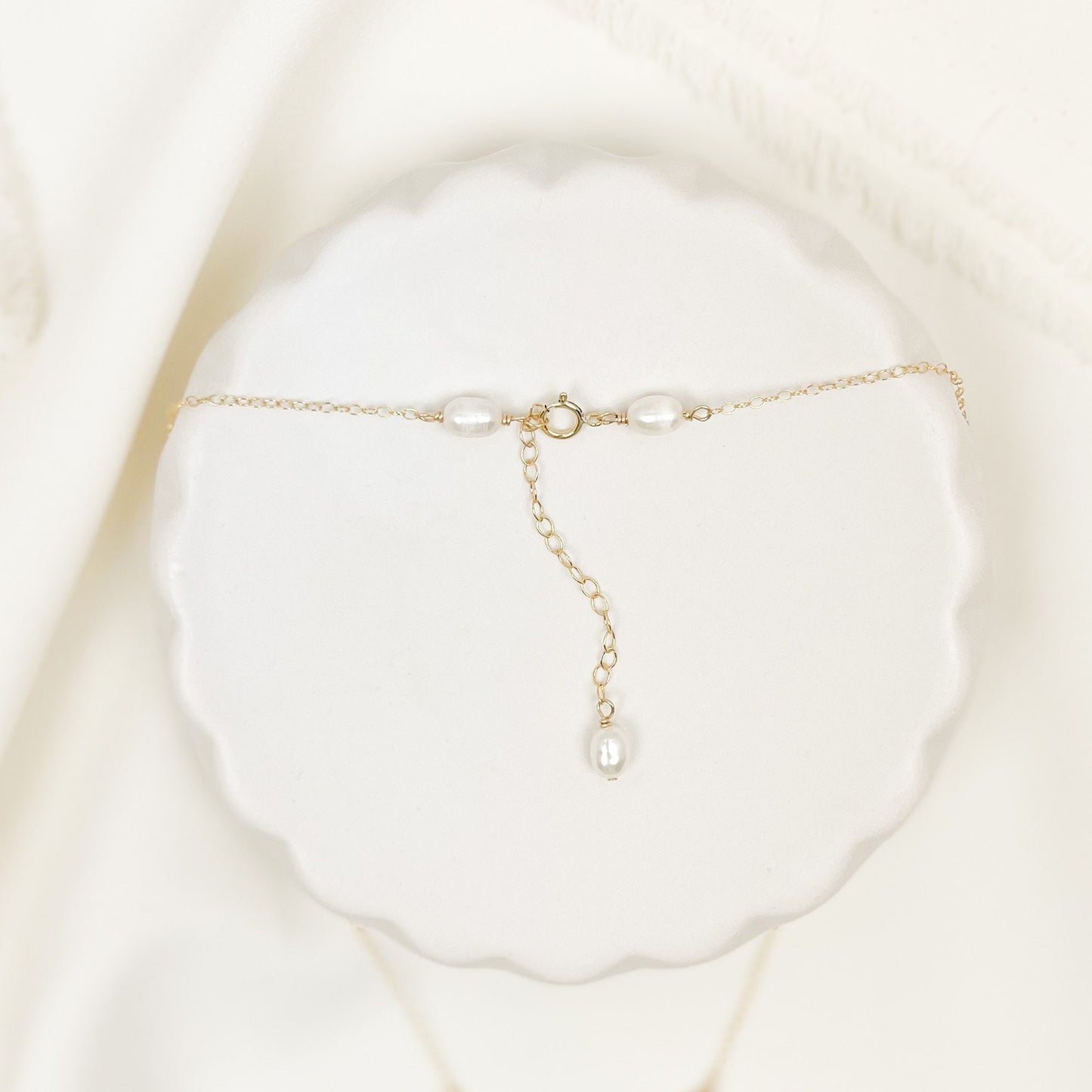 Bridal Lariat Necklace Freshwater Pearl Wedding Jewelry Austrian Crystal Bride Present Gold Fill Sterling Silver Gift Heirloom