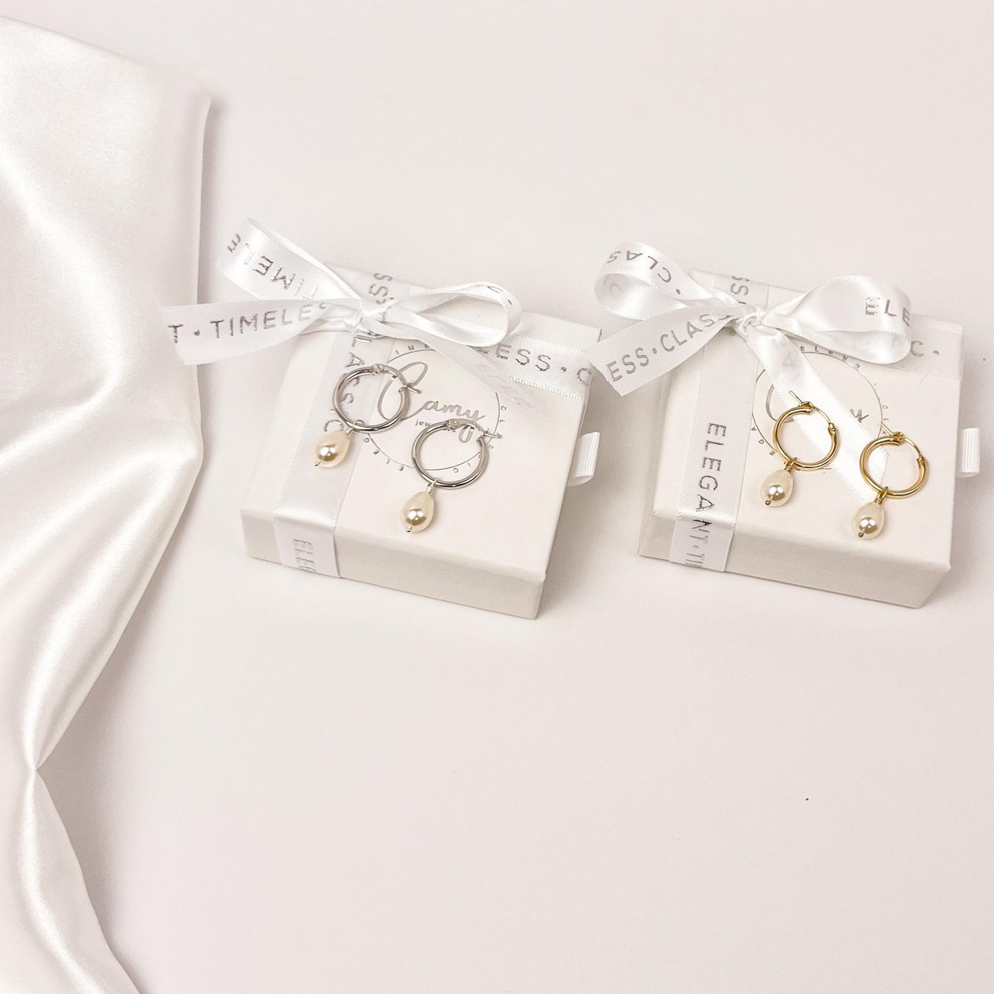 Pearl Teardrop Hoop Earrings Drop Dangle Gift Austrian Crystal Wedding Present for Mother of the Bride Jewelry Daughter in Law Bridal Shower
