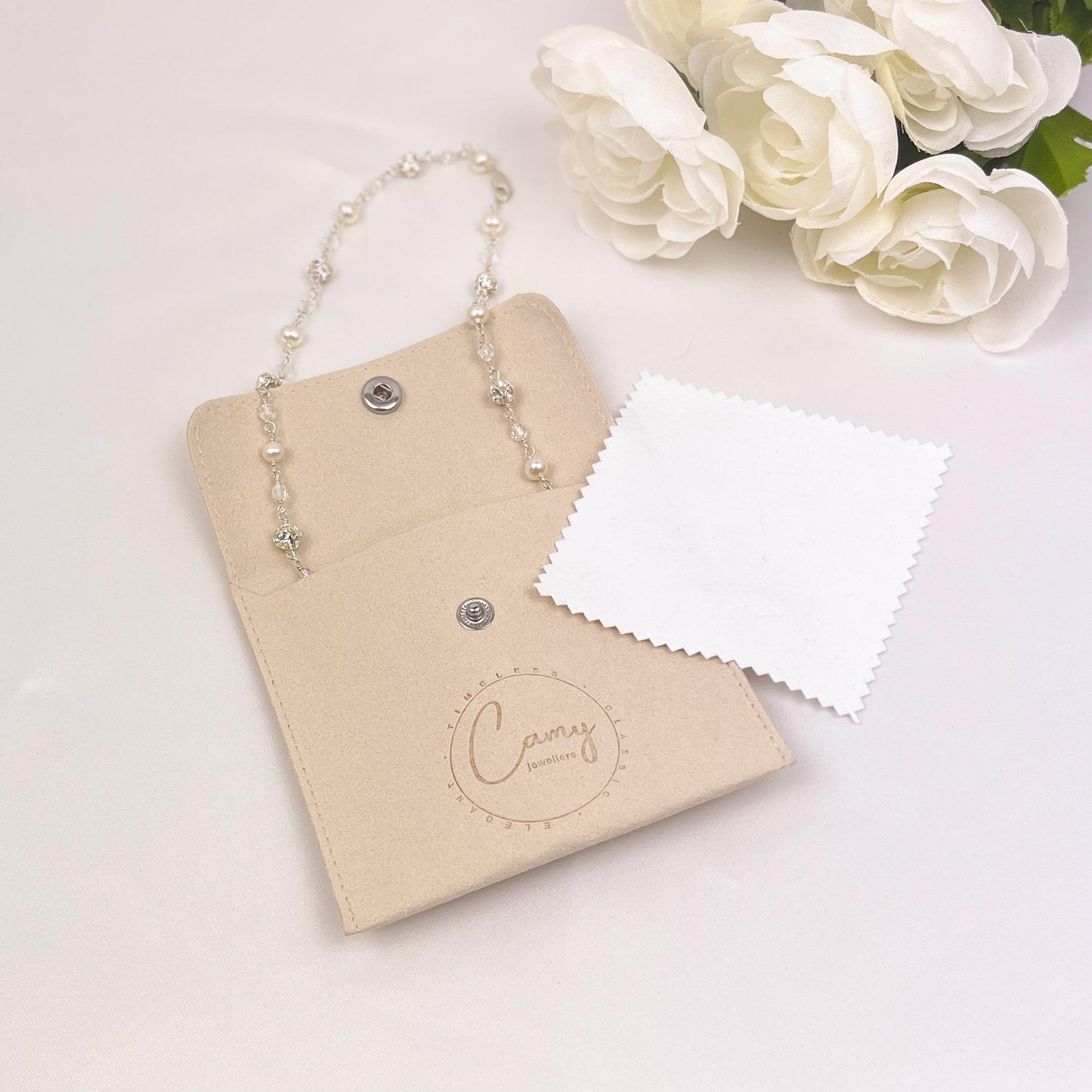 Pearl and Crystal Beaded Necklace Anniversary Gift Idea for Wife Girlfriend Birthday Present Women Jewelry Handmade Milestone Jewellery Her