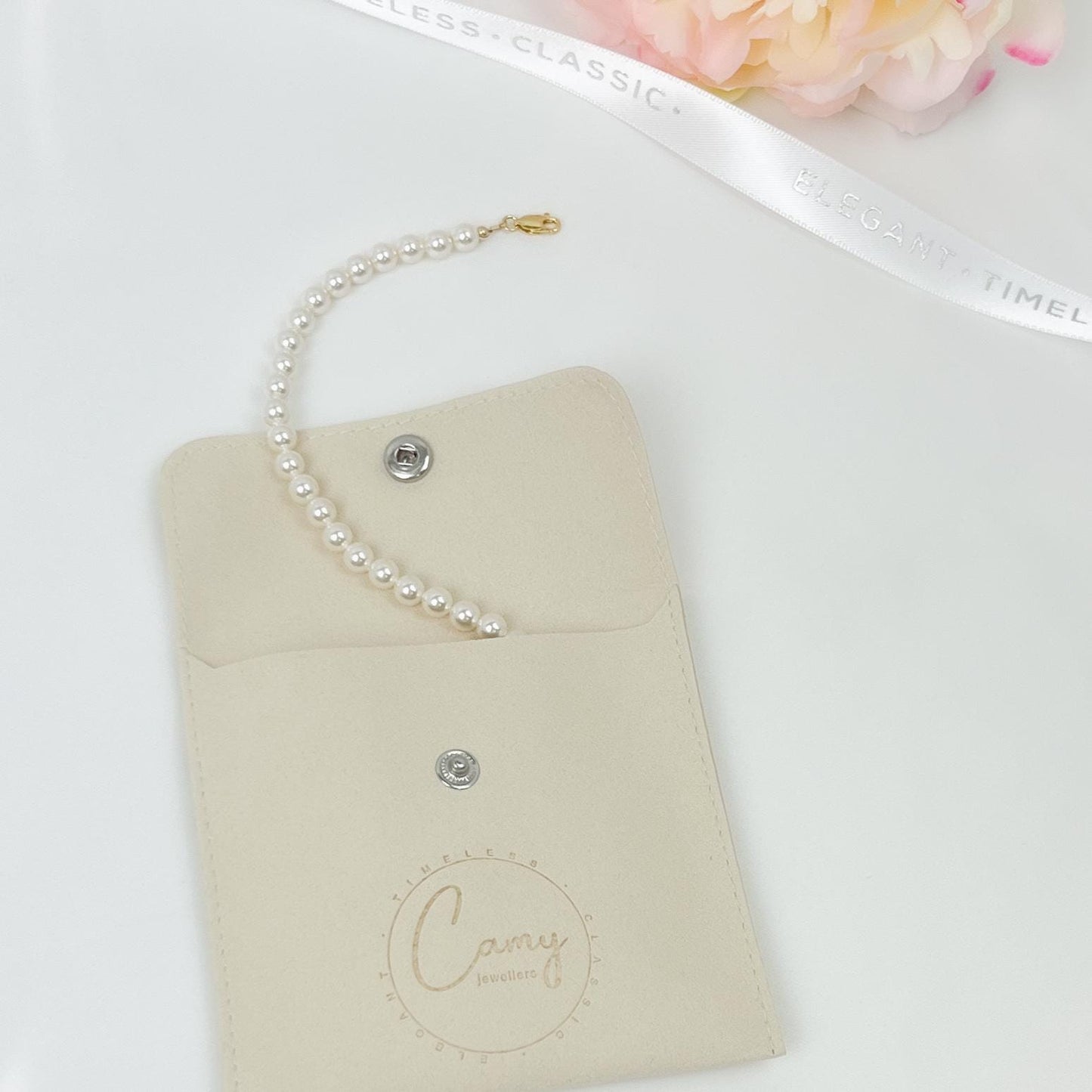 Pearl Beaded Necklace Genuine Crystal Wedding Gift Idea for Mother of the Bride Bridesmaid Present Maid of Honor Bridal Handmade Jewellery