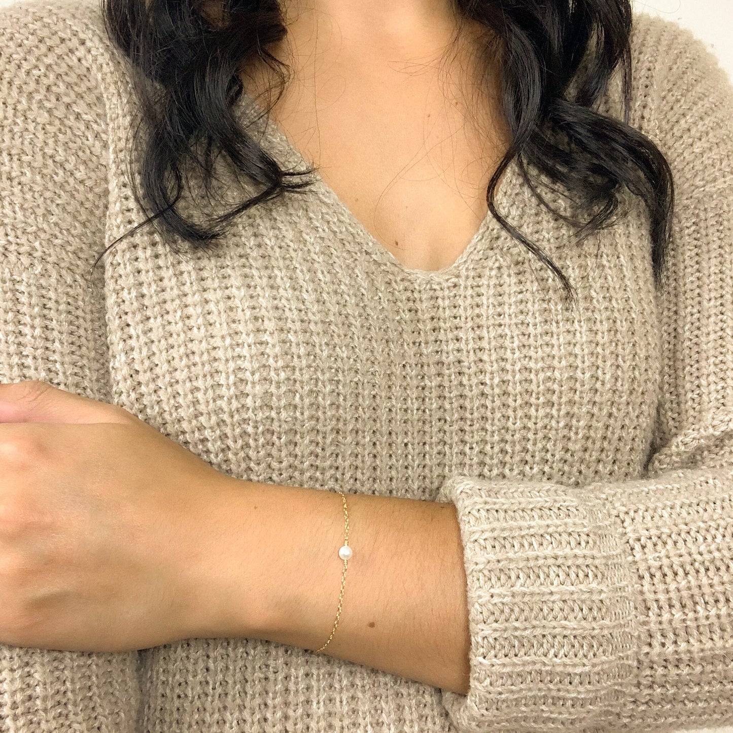 Chain Bracelet Beaded Freshwater Pearl Dainty Jewelry 14k Gold Fill Sterling Silver Jewellery Gift Anniversary Present Handmade