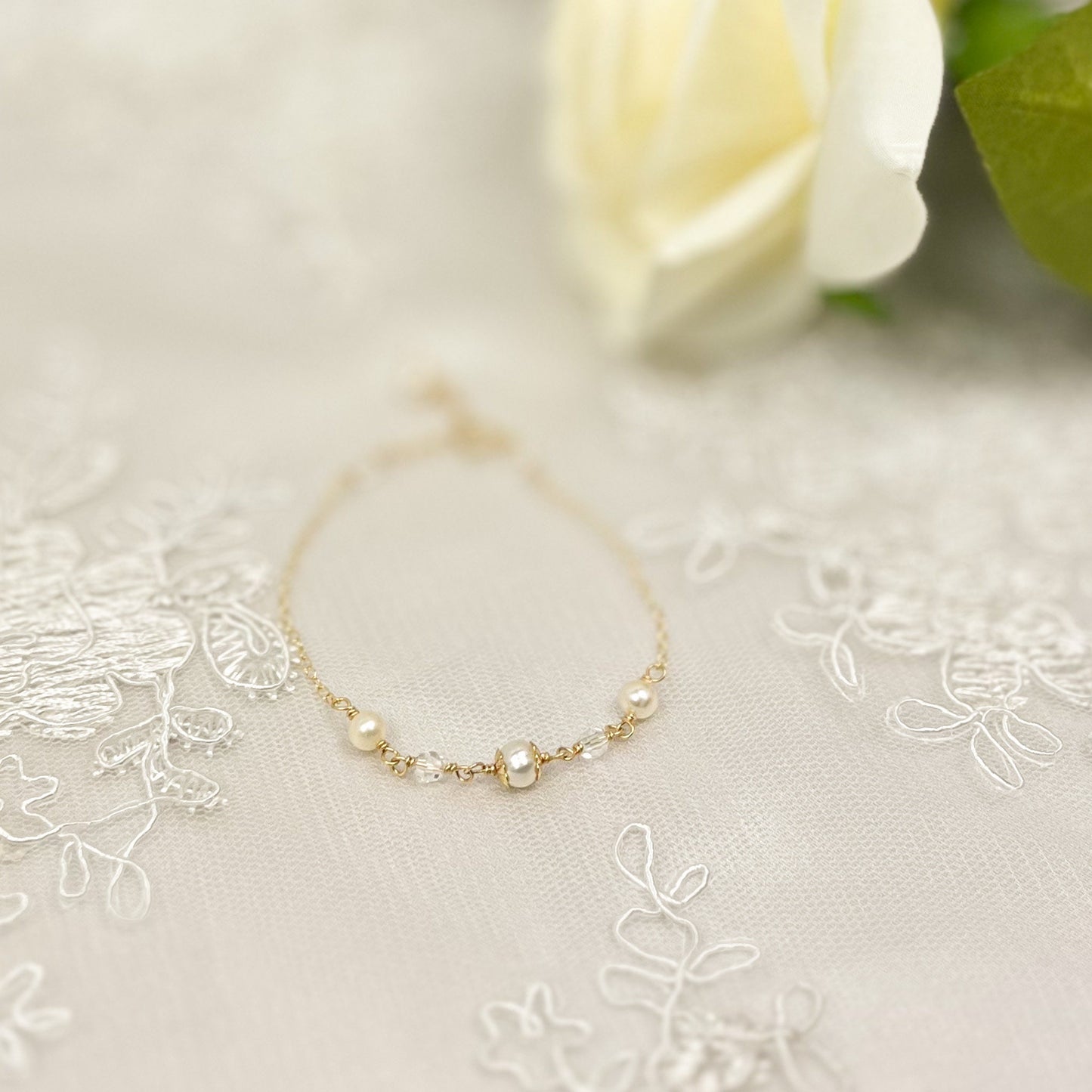 Austrian Crystal Cluster Bracelet Freshwater Pearl Gold Jewelry Silver Bridal Shower Wedding Present Idea Bride Gift Jewellery Anniversary