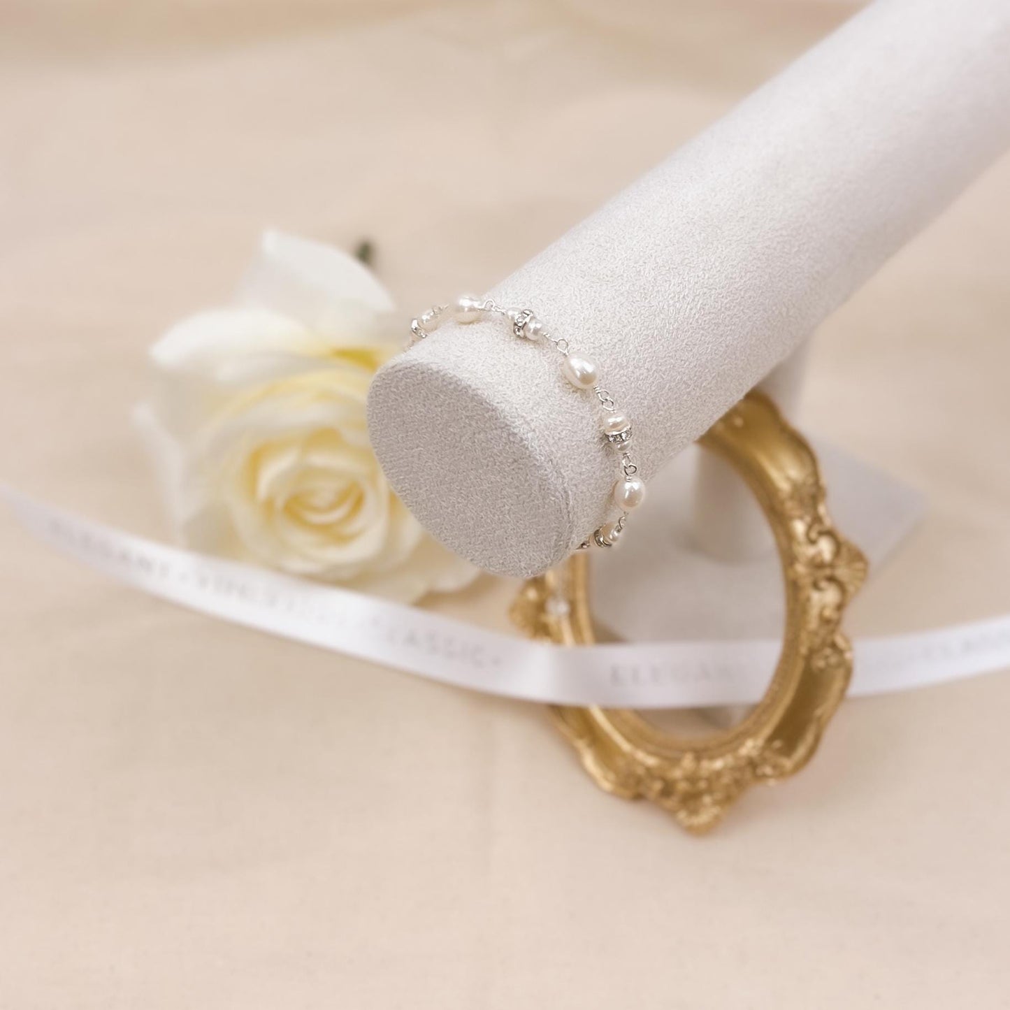 Freshwater Pearl Bracelet Genuine Austrian Crystal Bridal Jewelry 14k Gold Silver Wedding Gift for Bride Heirloom Mother in Law Present Idea