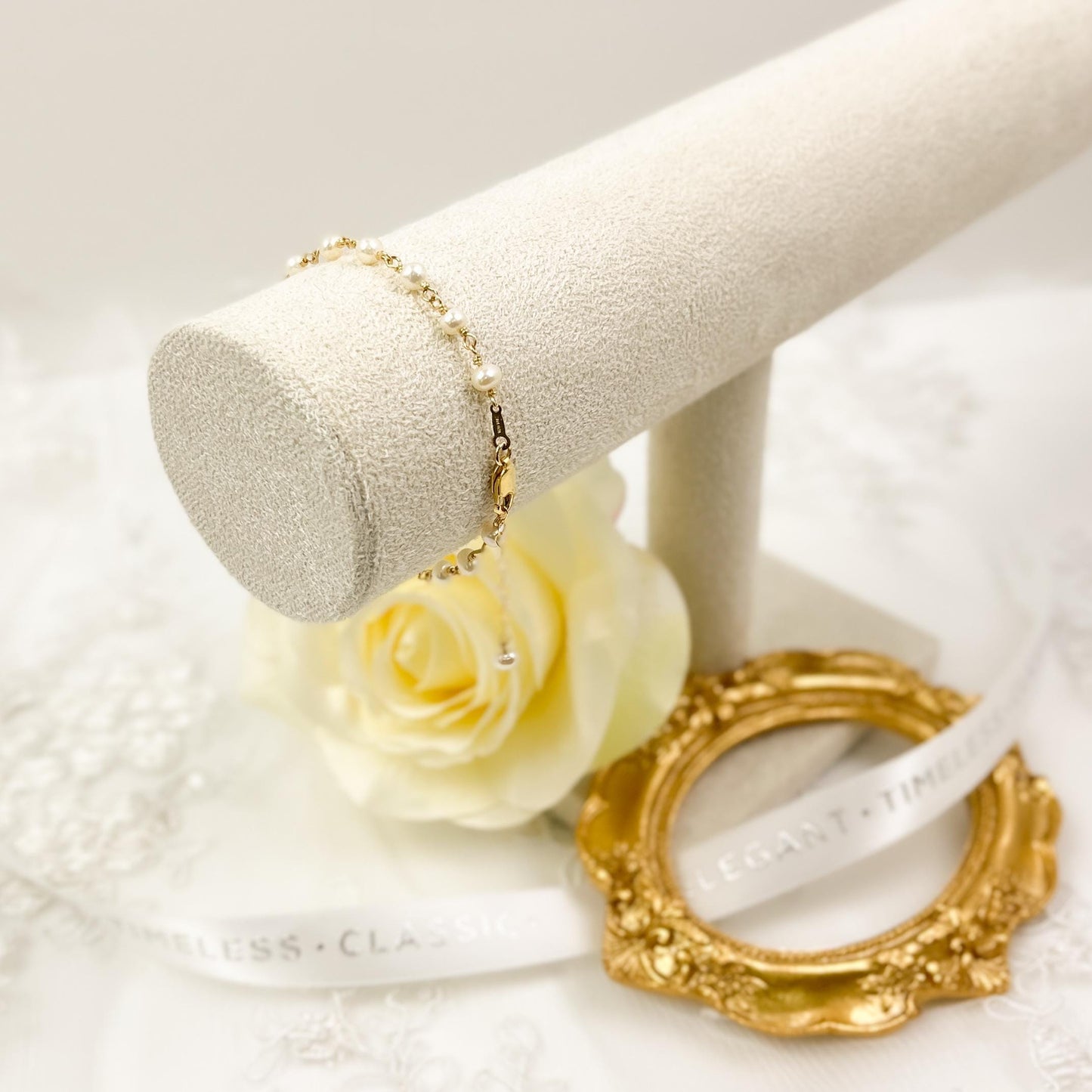 Bridal Bracelet Freshwater Pearl Gold Silver Wedding Gift Idea Mother of the Bride Heirloom Present Wife Daughter in Law Handmade Jewelry