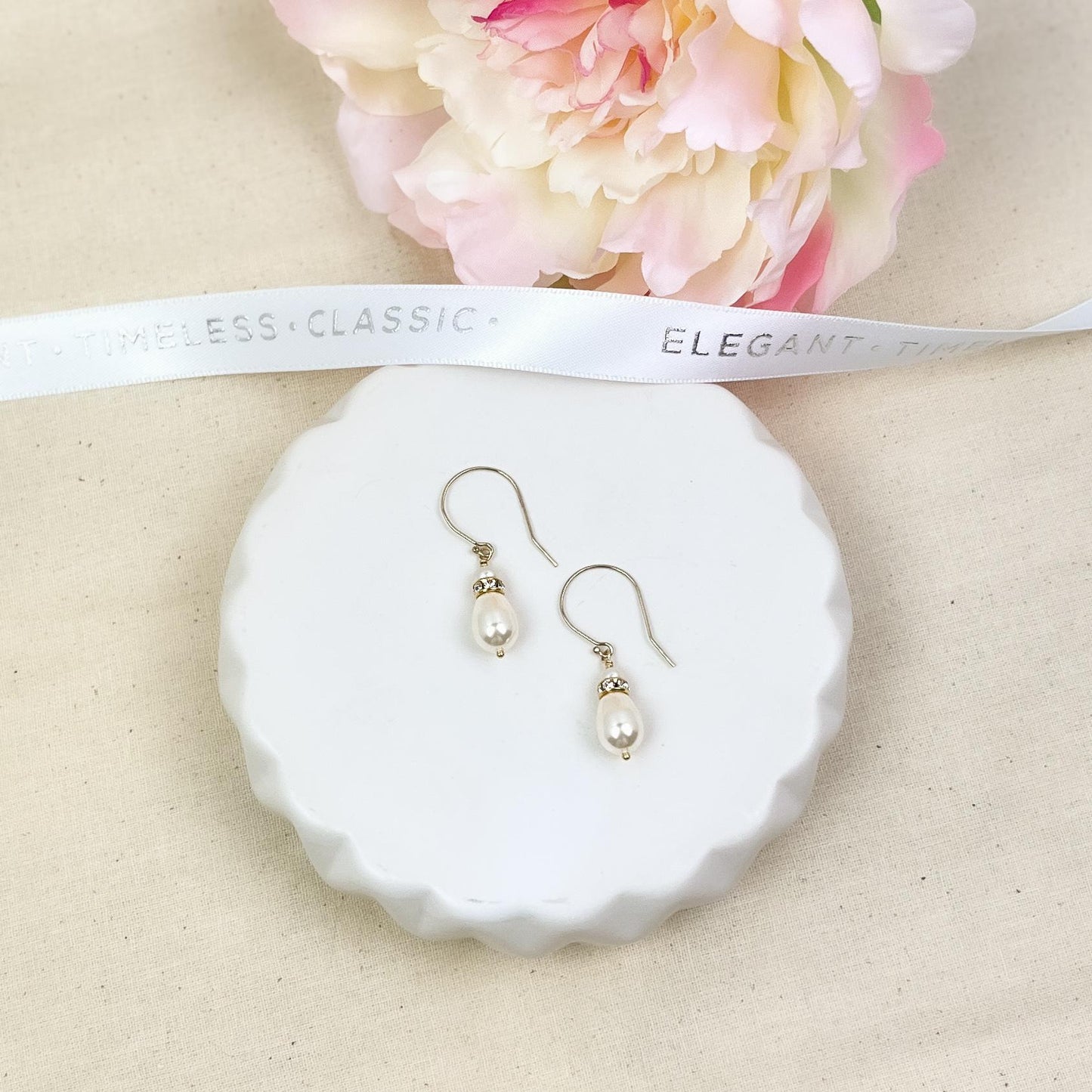 Freshwater Pearl Earrings Rondelle Austrian Crystal Drop Dangle Bridal Jewelry Wedding Gift Mother of the Bride or Groom Idea for Heirloom