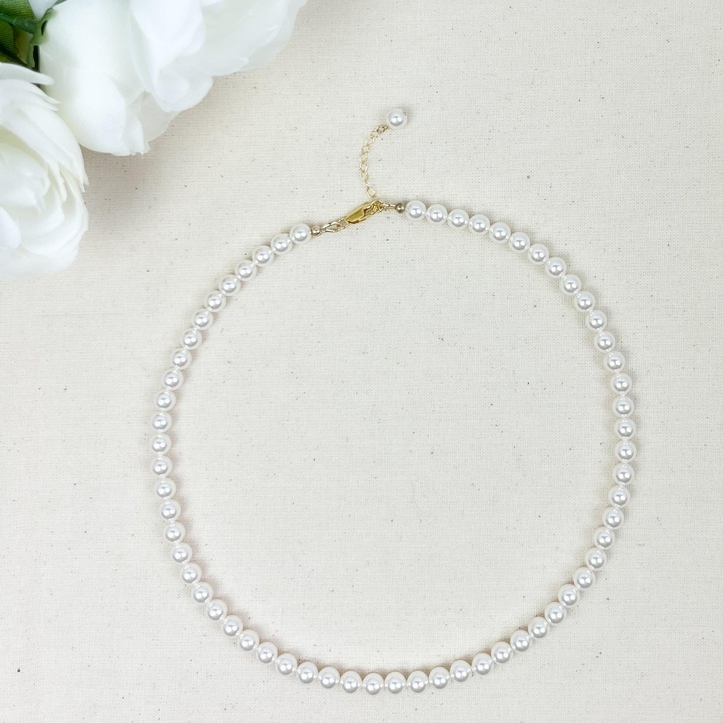 Pearl Beaded Necklace Genuine Crystal Wedding Gift Idea for Mother of the Bride Bridesmaid Present Maid of Honor Bridal Handmade Jewellery