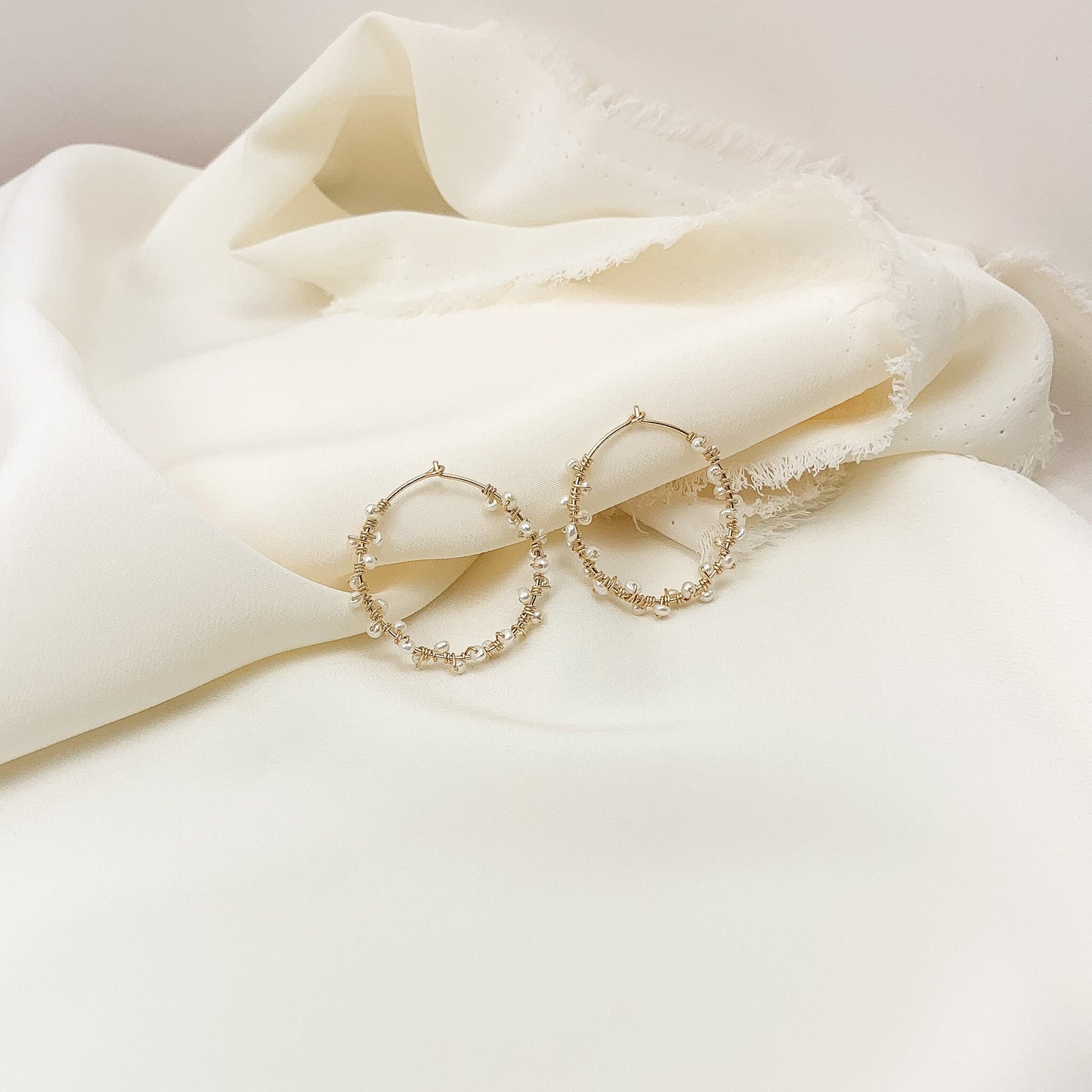 Hoop Earrings Freshwater Pearl Gold Jewelry Silver Jewellery Gift Idea for Anniversary Handmade Dainty Present Wife Girlfriend Loved One Her