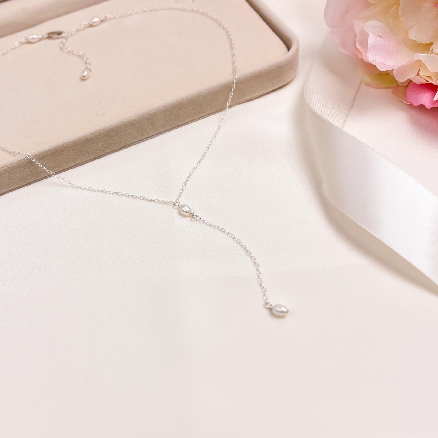 Lariat Y Necklace Freshwater Pearl Jewelry Gold Dainty Silver Jewellery Birthday Gift Idea For Women Anniversary Present Loved One Wife Girl