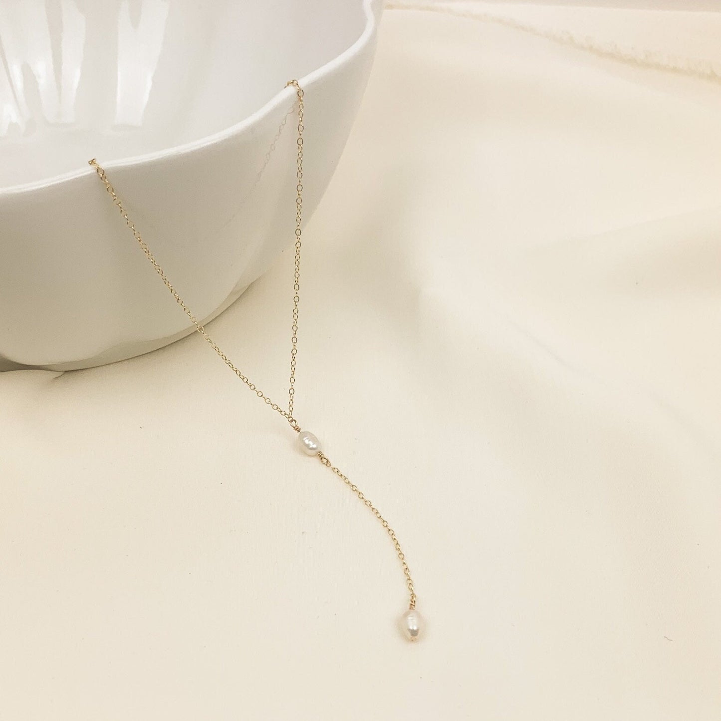 Lariat Y Necklace Freshwater Pearl Jewelry Gold Dainty Silver Jewellery Birthday Gift Idea For Women Anniversary Present Loved One Wife Girl