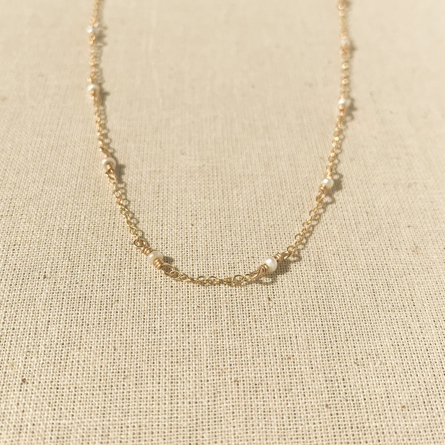Choker Necklace Freshwater Pearl Satellite Chain Gold Jewellery Silver Handmade Jewelry Birthday Present Idea for Girlfriend Gift Lover Her