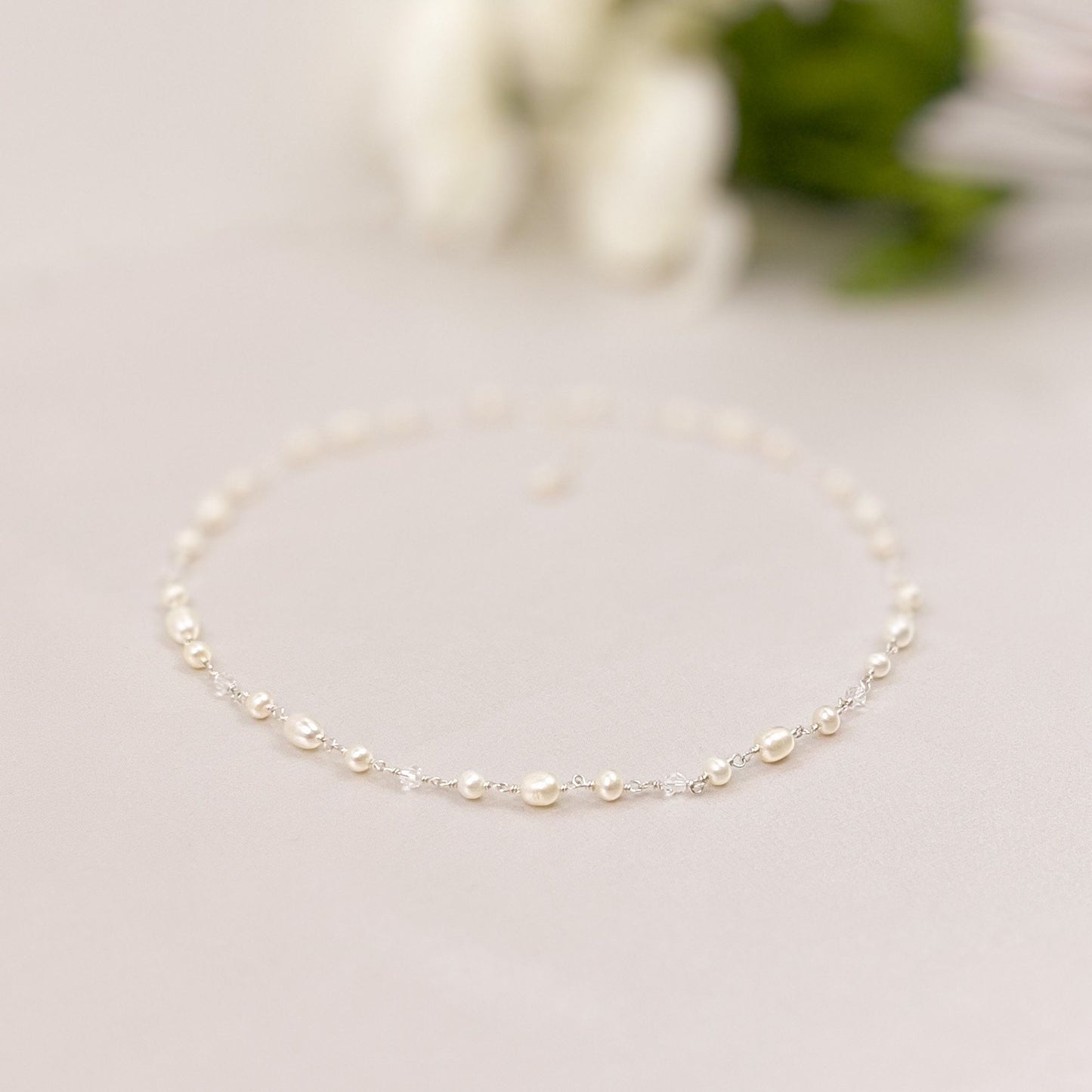 Mother of Bride Beaded Necklace Freshwater Pearl Austrian Crystal Wedding Gifts Gold Fill Sterling Silver Handmade Heirloom Jewellery Idea