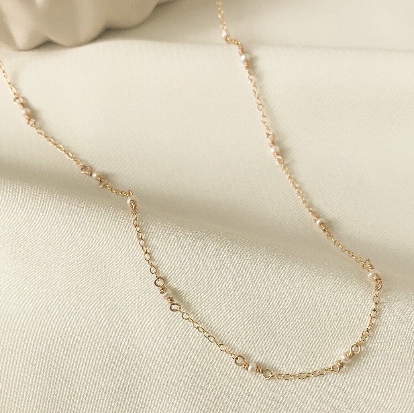 Choker Necklace Freshwater Pearl Satellite Chain Gold Jewellery Silver Handmade Jewelry Birthday Present Idea for Girlfriend Gift Lover Her