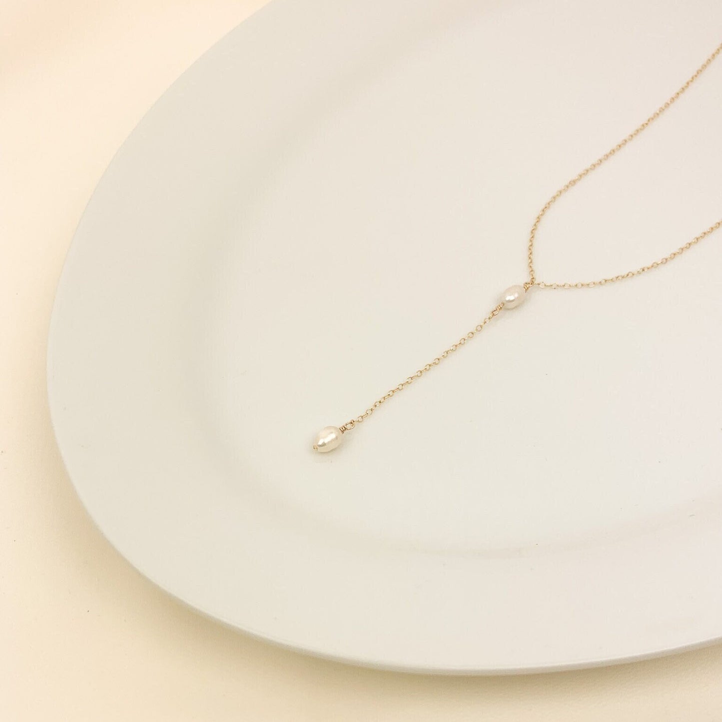 Lariat Y Necklace Freshwater Pearl Jewelry Gold Dainty Silver Jewellery Birthday Gift Idea For Women Anniversary Present Loved One Wife Girl