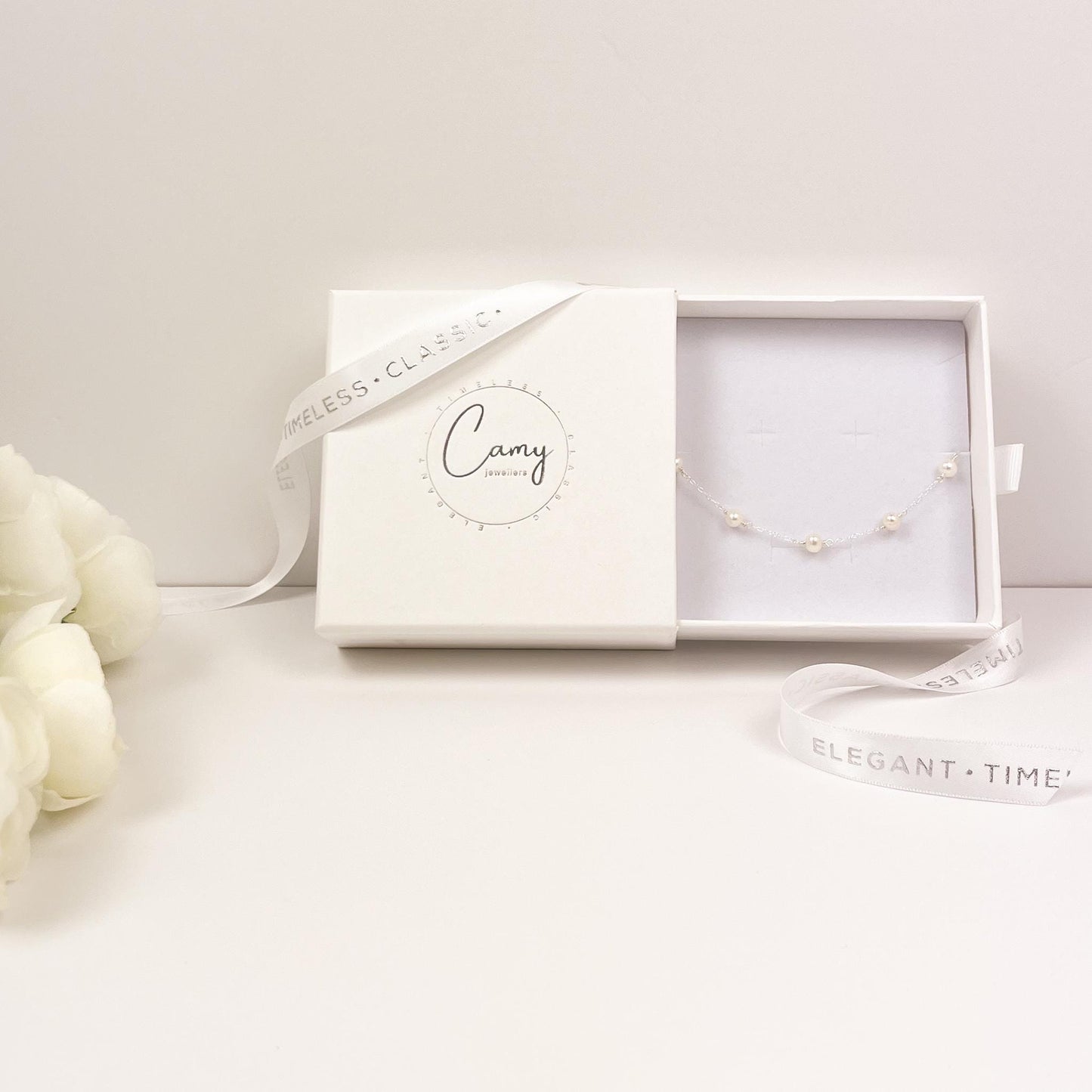 Freshwater Pearl Beaded Bracelet Gold Silver Chain Anniversary Gift for Her Present Idea Wife Women Birthday Christmas Girlfriend Jewelry
