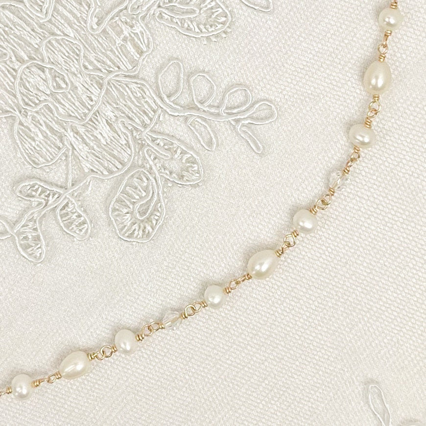 Freshwater Pearl Beaded Bracelet Austrian Crystal Gold Fill Bridal Jewelry Sterling Silver Wedding Present Idea For Gift Bride Heirloom