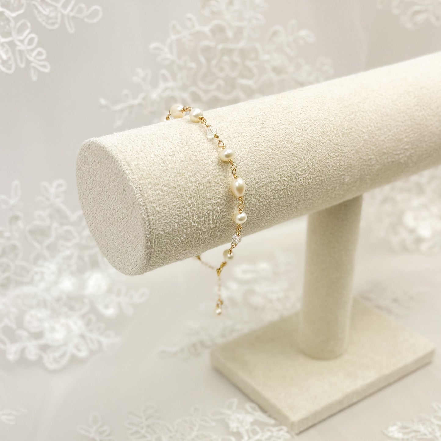 Freshwater Pearl Beaded Bracelet Austrian Crystal Gold Fill Bridal Jewelry Sterling Silver Wedding Present Idea For Gift Bride Heirloom