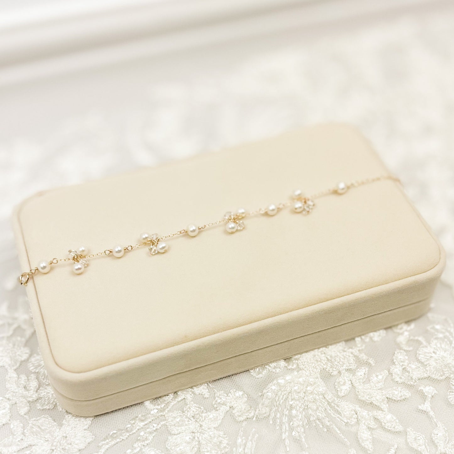 Bride Charm Bracelet Freshwater Pearl Bridal Jewellery Austrian Crystal Wedding Present Handmade Gift Gold Fill Sterling Silver