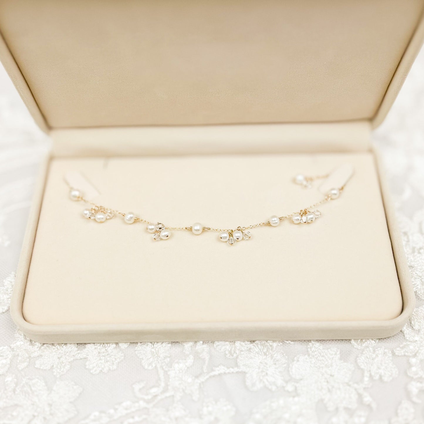 Bride Charm Bracelet Freshwater Pearl Bridal Jewellery Austrian Crystal Wedding Present Handmade Gift Gold Fill Sterling Silver