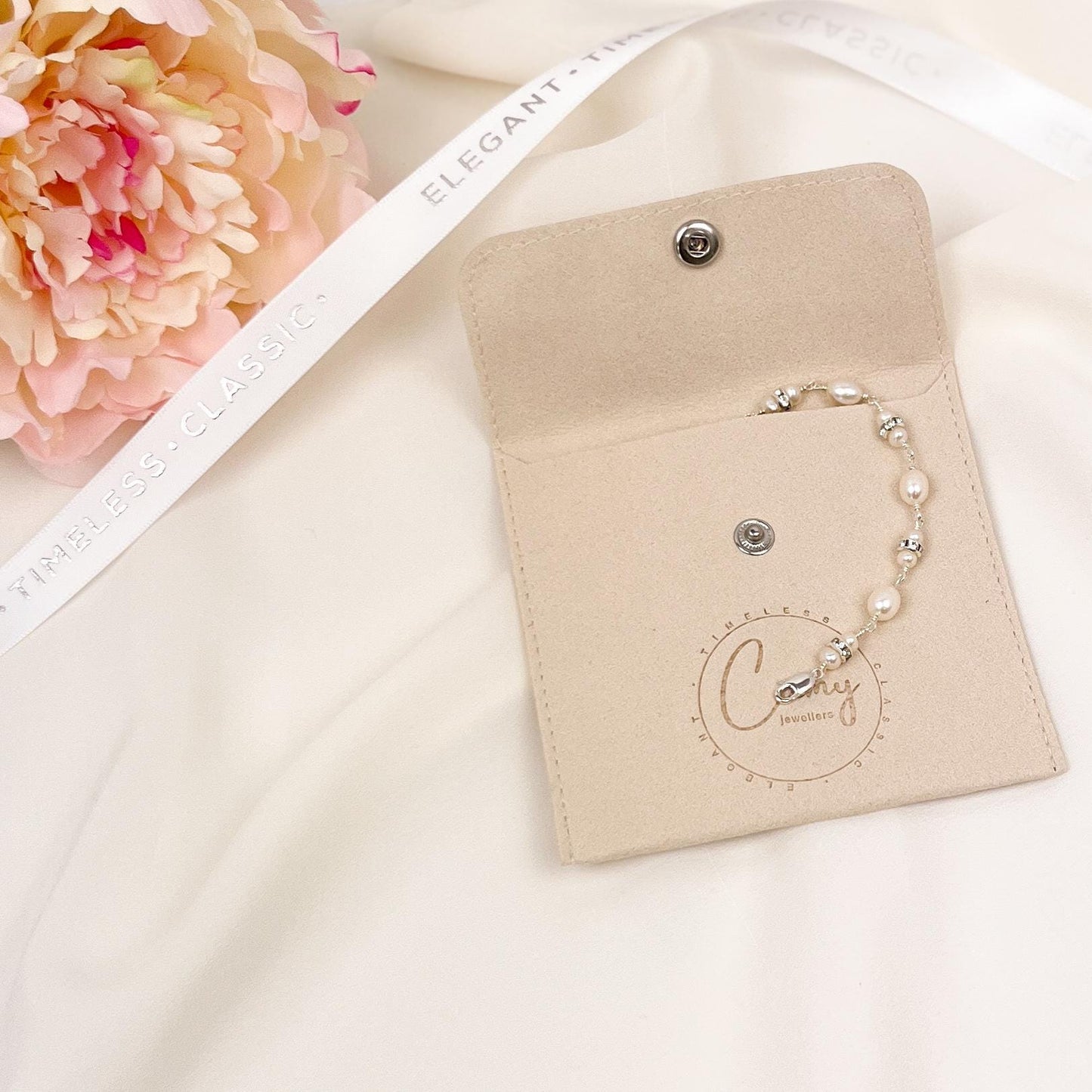 Freshwater Pearl Bracelet Genuine Austrian Crystal Bridal Jewelry 14k Gold Silver Wedding Gift for Bride Heirloom Mother in Law Present Idea