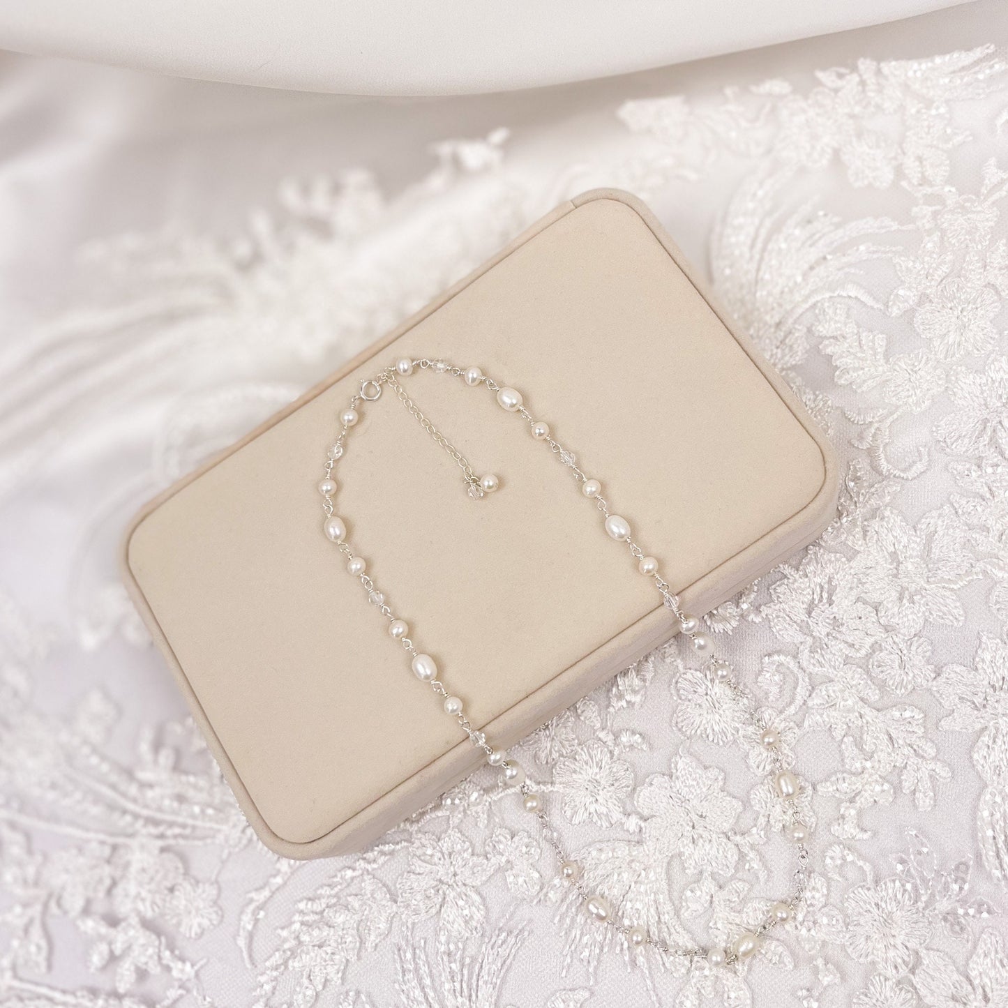 Mother of Bride Beaded Necklace Freshwater Pearl Austrian Crystal Wedding Gifts Gold Fill Sterling Silver Handmade Heirloom Jewellery Idea