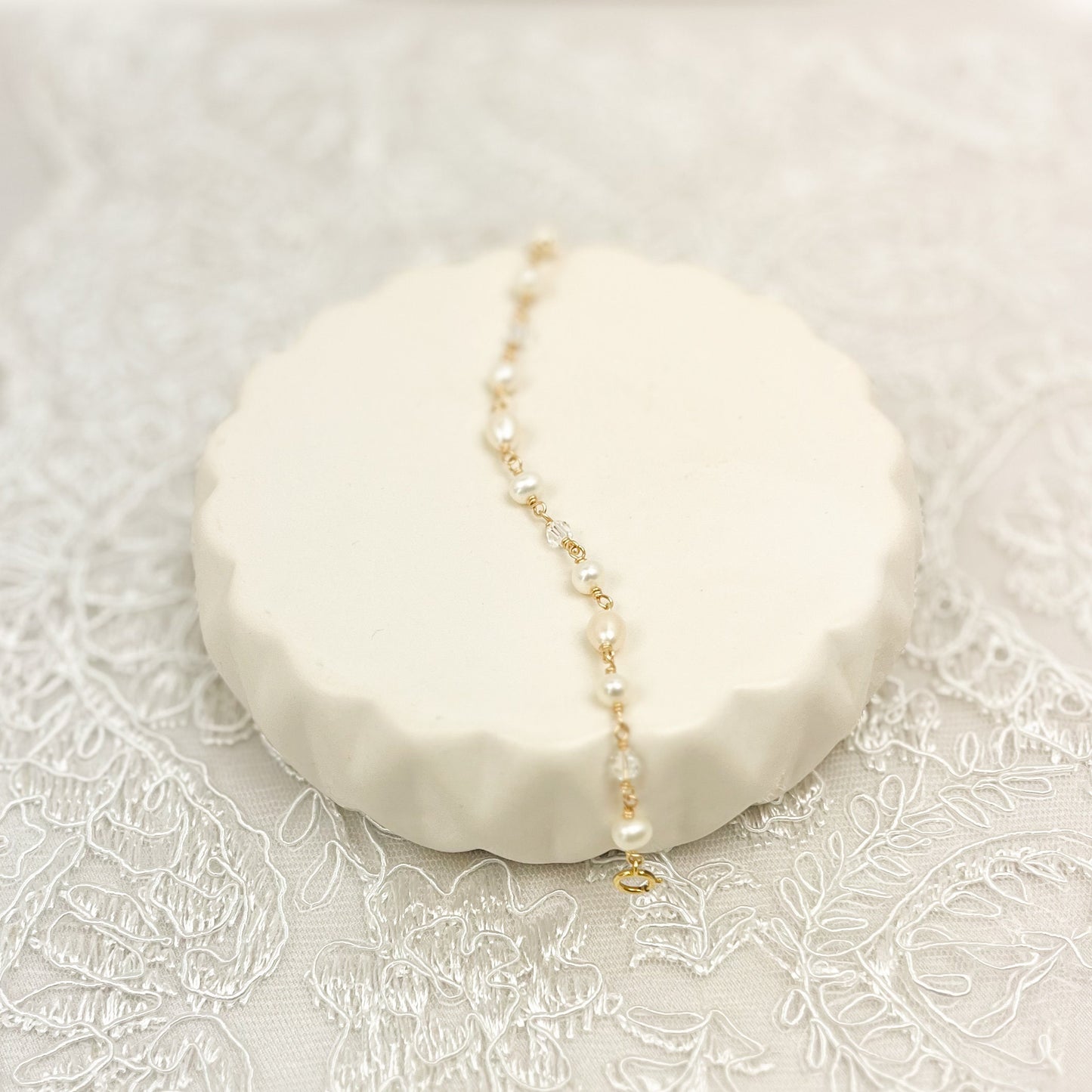 Freshwater Pearl Beaded Bracelet Austrian Crystal Gold Fill Bridal Jewelry Sterling Silver Wedding Present Idea For Gift Bride Heirloom