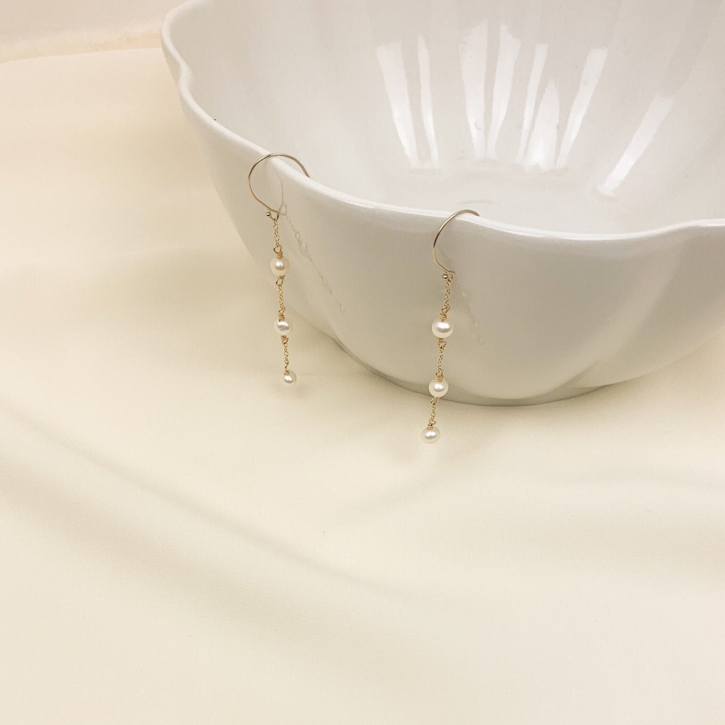 Drop Dangle Freshwater Pearl Earrings Handmade Gold Jewelry Silver Jewellery Wedding Present For Bride Maid of Honor Proposal Idea for Women