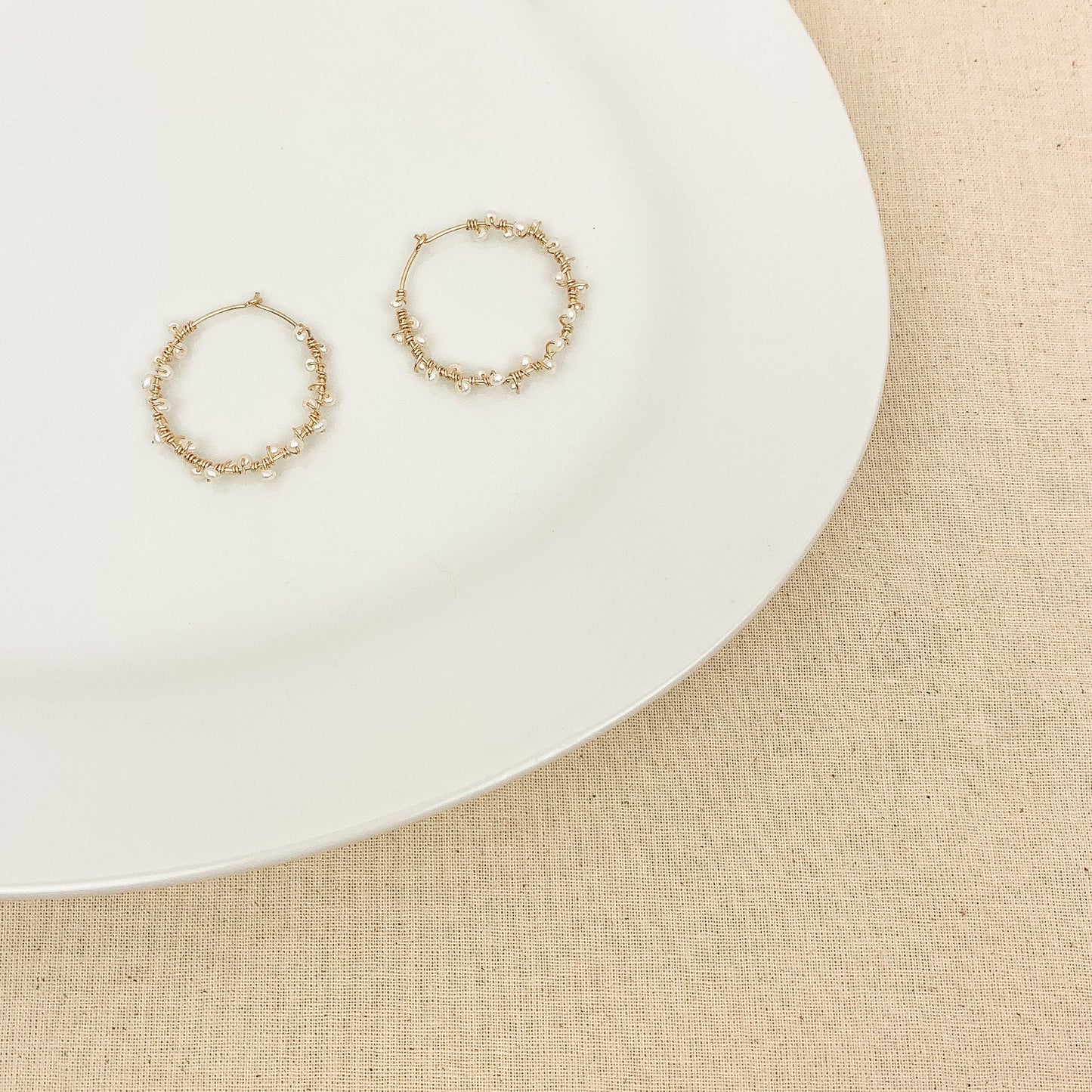 Hoop Earrings Freshwater Pearl Gold Jewelry Silver Jewellery Gift Idea for Anniversary Handmade Dainty Present Wife Girlfriend Loved One Her