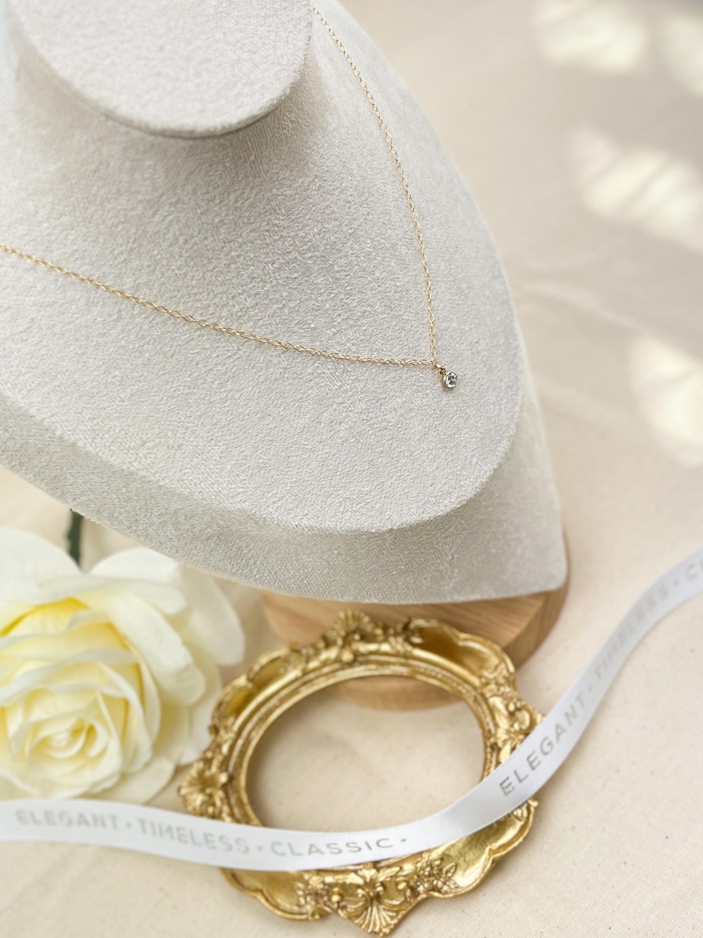Cubic Zirconia Stone Pendant Necklace Drop Dangle Minimalist Dainty Wedding Gift Idea Maid of Honor Proposal Present Bridal Shower Jewelry