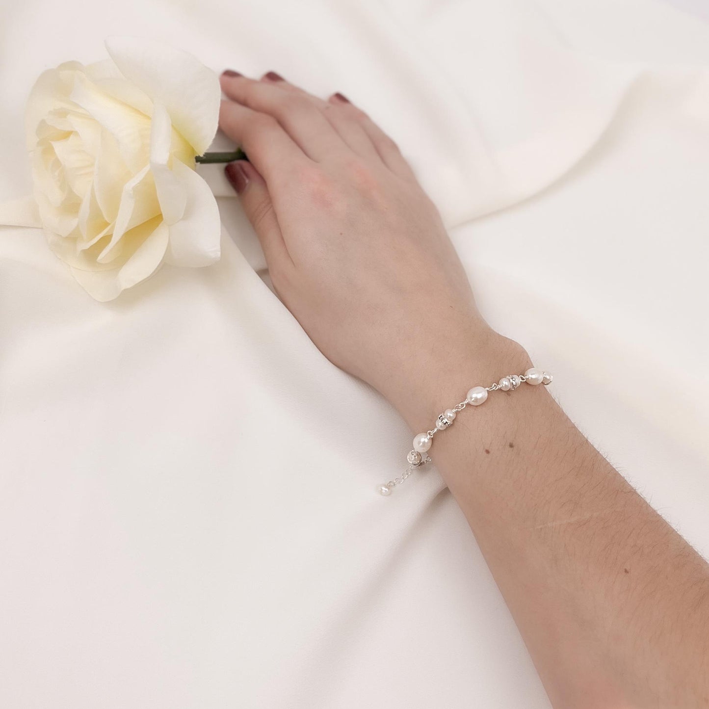 Freshwater Pearl Bracelet Genuine Austrian Crystal Handmade Jewellery 14k Gold Silver Anniversary Gift for Wife Birthday Present Idea Women