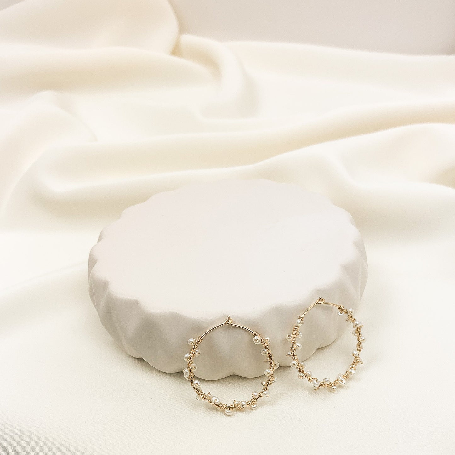 Hoop Earrings Freshwater Pearl Gold Jewelry Silver Jewellery Gift Idea for Anniversary Handmade Dainty Present Wife Girlfriend Loved One Her