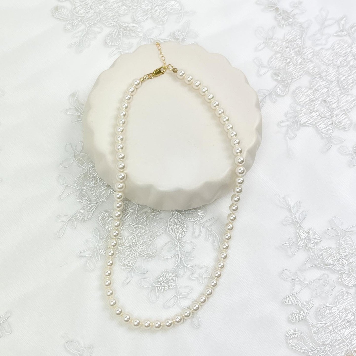 Pearl Beaded Necklace Genuine Crystal Wedding Gift Idea for Mother of the Bride Bridesmaid Present Maid of Honor Bridal Handmade Jewellery