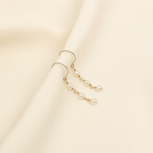 Maid of Honor Gift Dangle Earrings Mother Of Bride Present Freshwater Pearl 14k Gold Fill Sterling Silver Wedding Jewelry  Gift Idea