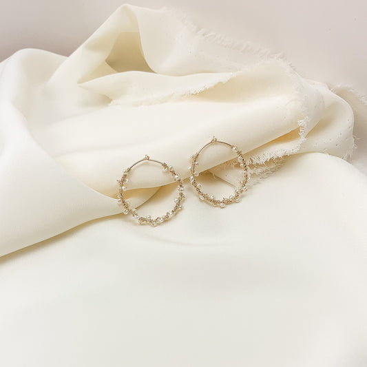 Hoop Earrings Freshwater Pearl Heirloom Jewelry Gold Fill Bridal Jewellery Sterling Silver Wedding Present Bride Gift  Handmade