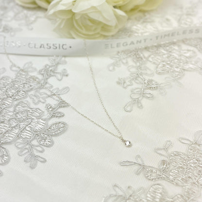 Cubic Zirconia Stone Pendant Necklace Drop Dangle Minimalist Dainty Wedding Gift Idea Maid of Honor Proposal Present Bridal Shower Jewelry