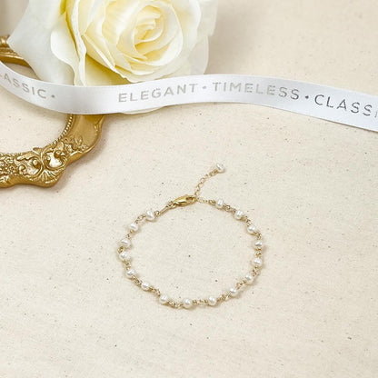 Freshwater Pearl Elegant Beaded Bracelet Gift Idea for Wife Handmade Jewelry Anniversary Present Valentines Day Women Girlfriend Birthday