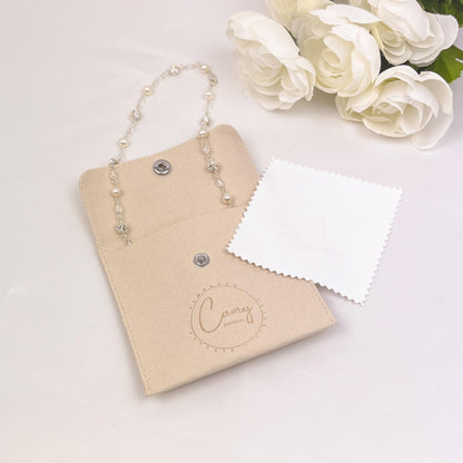 Pearl and Crystal Beaded Necklace Anniversary Gift Idea for Wife Girlfriend Birthday Present Women Jewelry Handmade Milestone Jewellery Her