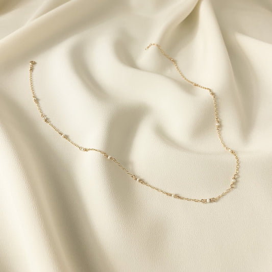 Choker Necklace Freshwater Pearl Satellite Chain Gold Jewellery Silver Handmade Jewelry Birthday Present Idea for Girlfriend Gift Lover Her