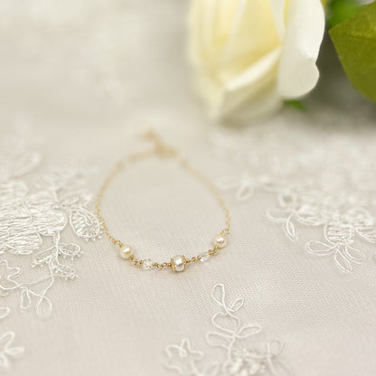 Austrian Crystal Cluster Bracelet Freshwater Pearl Gold Jewelry Silver Bridal Shower Wedding Present Idea Bride Gift Jewellery Anniversary