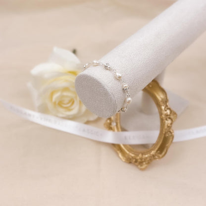 Freshwater Pearl Bracelet Genuine Austrian Crystal Bridal Jewelry 14k Gold Silver Wedding Gift for Bride Heirloom Mother in Law Present Idea