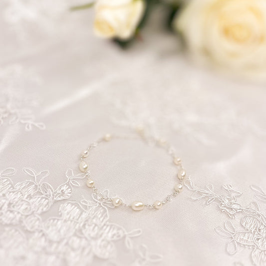 Freshwater Pearl Beaded Bracelet Austrian Crystal Gold Fill Bridal Jewelry Sterling Silver Wedding Present Idea For Gift Bride Heirloom