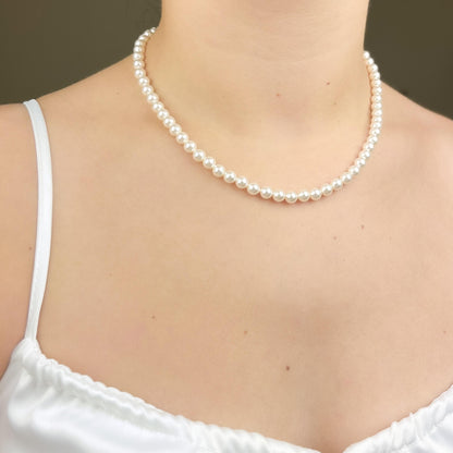 Pearl Beaded Necklace Genuine Crystal Wedding Gift Idea for Mother of the Bride Bridesmaid Present Maid of Honor Bridal Handmade Jewellery