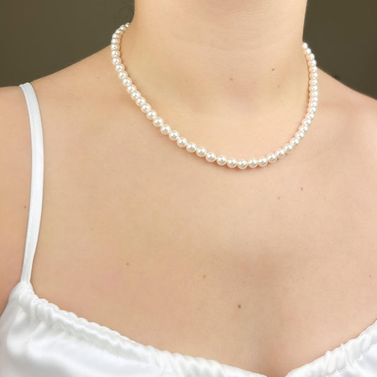 Pearl Beaded Necklace Genuine Crystal Wedding Gift Idea for Mother of the Bride Bridesmaid Present Maid of Honor Bridal Handmade Jewellery