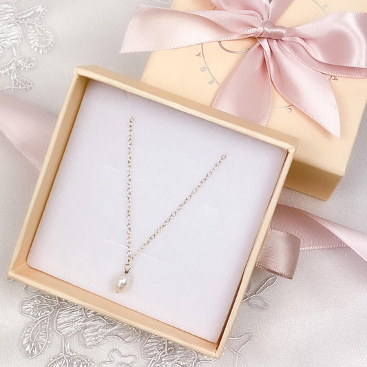 Natural Freshwater Pearl Pendant Necklace Minimalist 14k Gold Jewelry Silver Jewellery Gift Idea for Girlfriend Anniversary Present Birthday