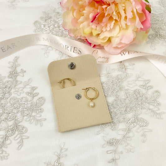 Bridal Freshwater Pearl Hoop Gold Silver Earrings For Step Mom on Wedding Day Bridesmaid Gift Idea Maid of Honor Present Jewelry From Groom