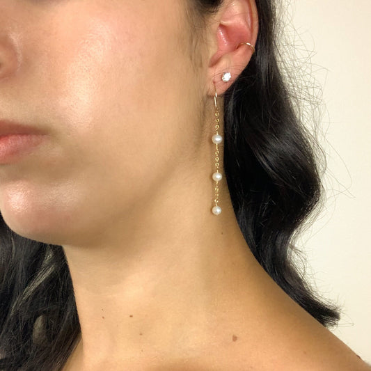 Drop Dangle Freshwater Pearl Earrings Handmade 14k Gold Fill Sterling Silver Jewellery Anniversary Present For Her Birthday Gift Idea Women