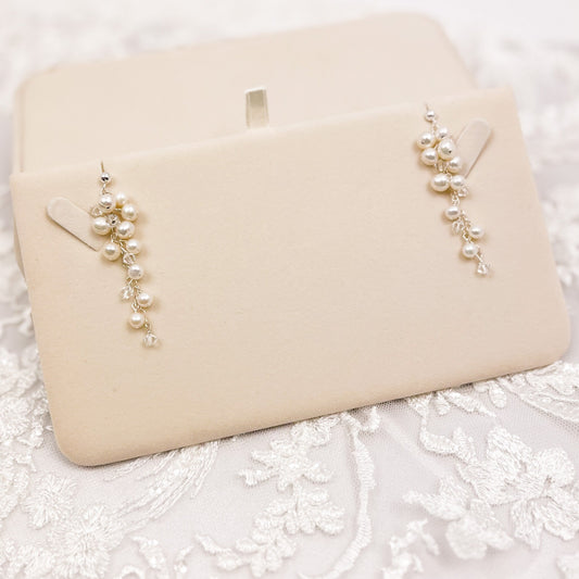 Bridal Earrings Freshwater Pearl Austrian Crystal Wedding Present  Gift Gold Fill Sterling Silver Bride Heirloom Jewellery