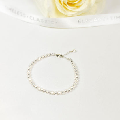 Crystal Pearl Bracelet Beaded Handmade Wedding Gift Idea Mother of Bride Maid of Honor Present Flower Girl Bridal Shower Engagement Party