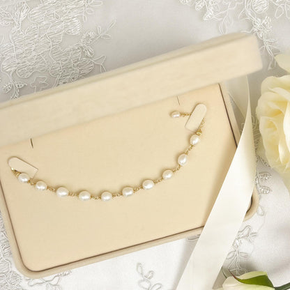 Freshwater Pearl Beaded Bracelet Wedding Jewelry Gold Silver Jewellery Mother of Bride Gift Bridesmaid Proposal Present Bridal Idea Women